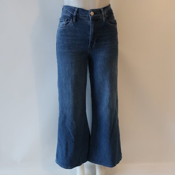 Womens Frame Le Palazzo Temple Blue High-Rise Wide Leg Crop Denim Jean 27 - Picture 2 of 12